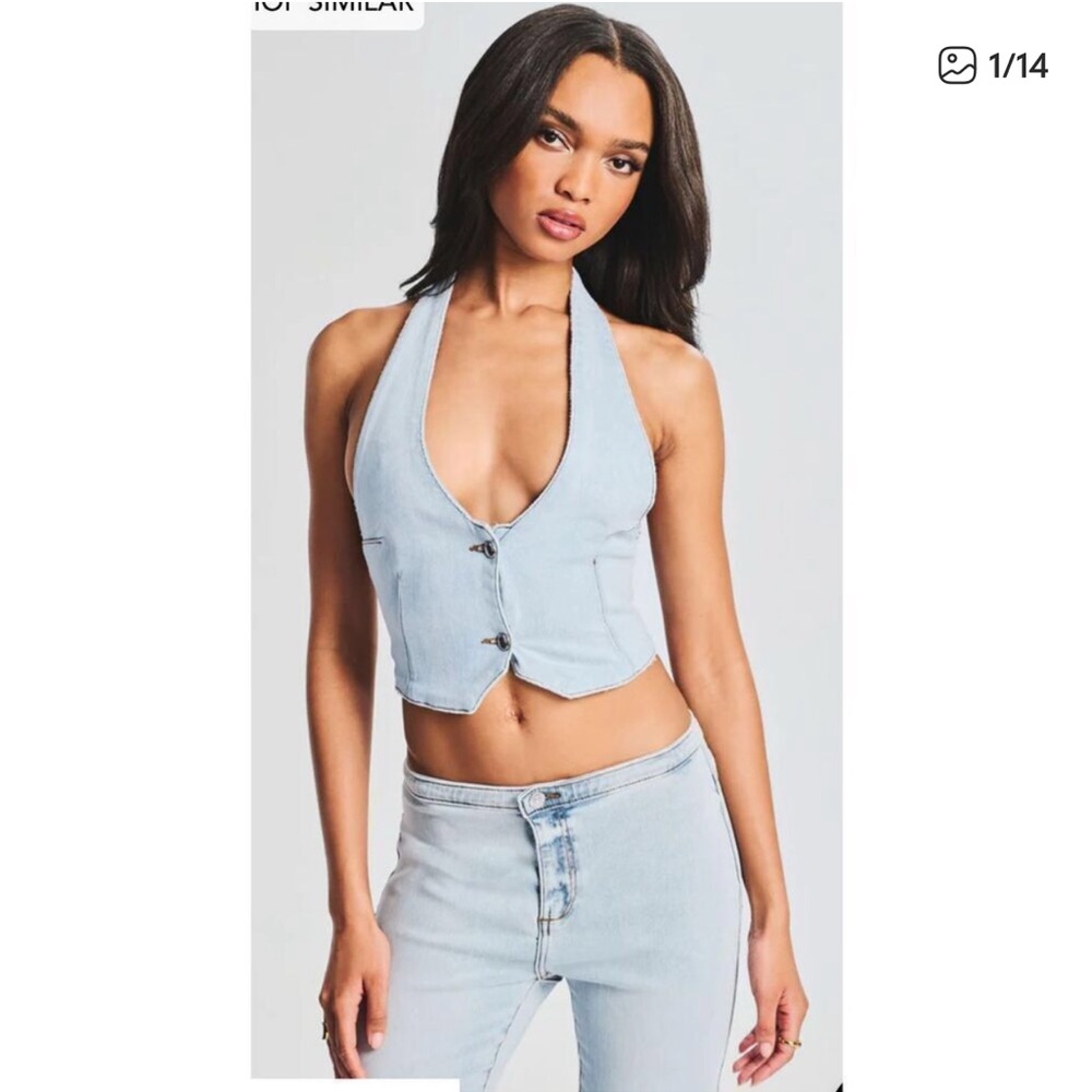 SER.O.YA Denim Halter Manny Vest